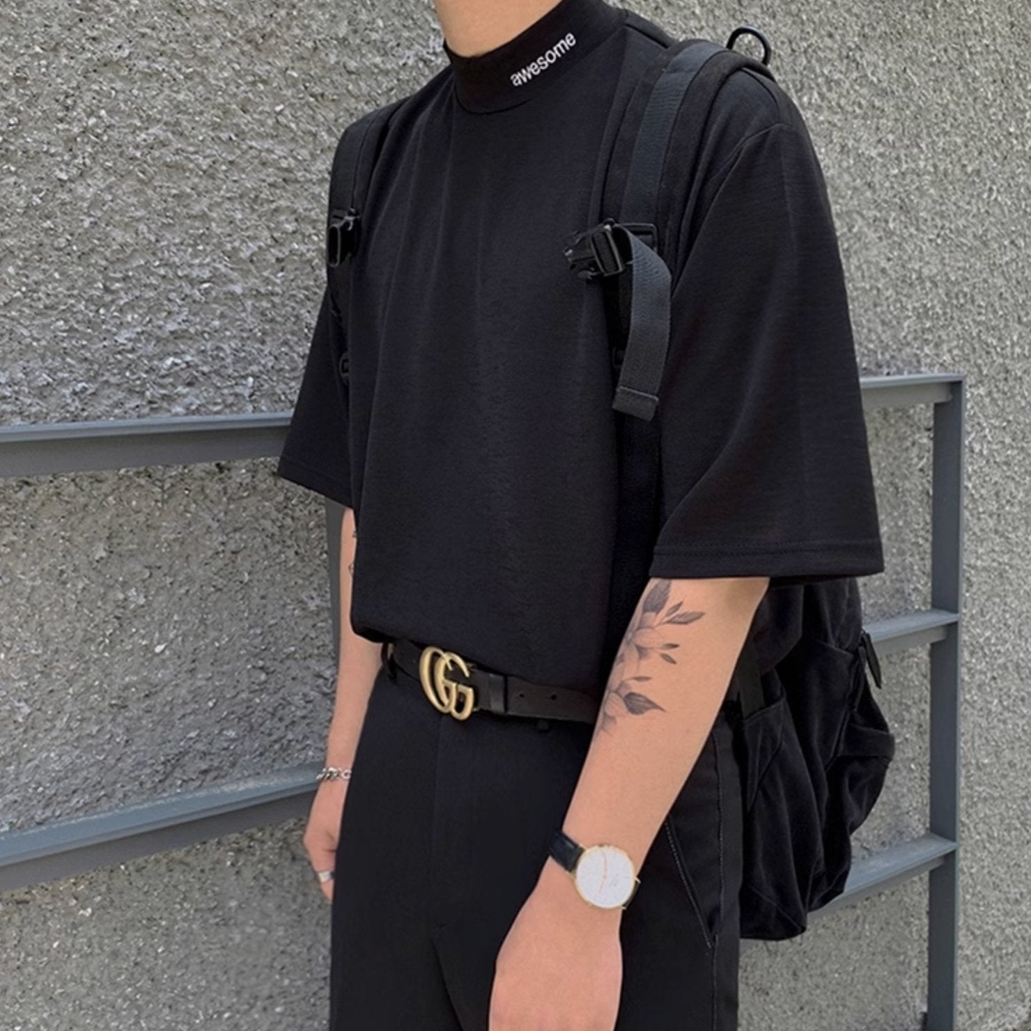 AWESOME HIGH COLLAR T - SHIRT - Aumori