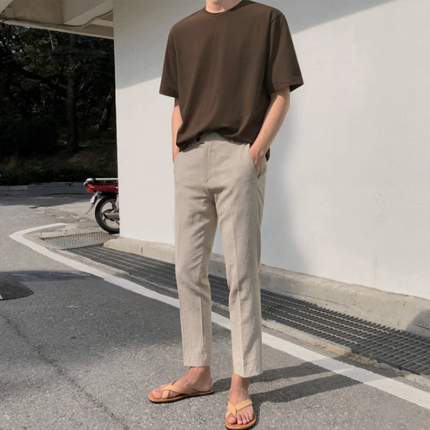 BUTTON ANKLE PANTS - Aumori