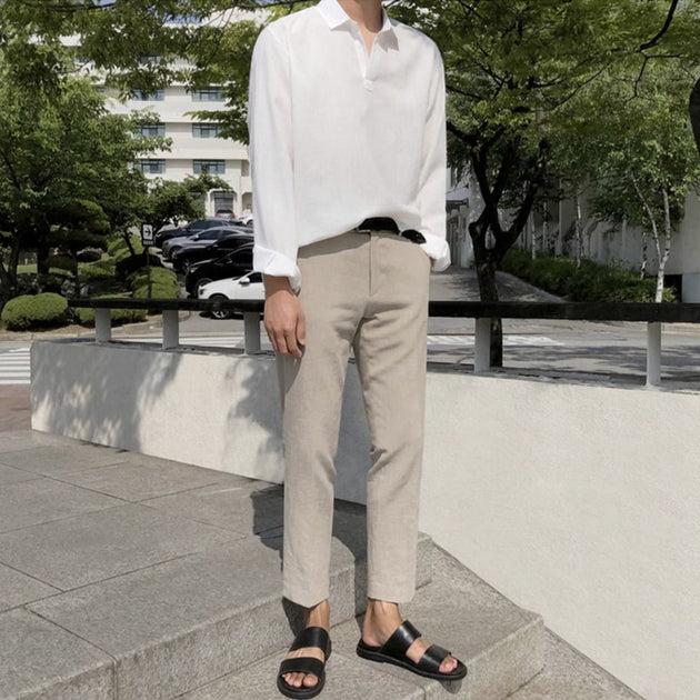 BUTTON ANKLE PANTS - Aumori