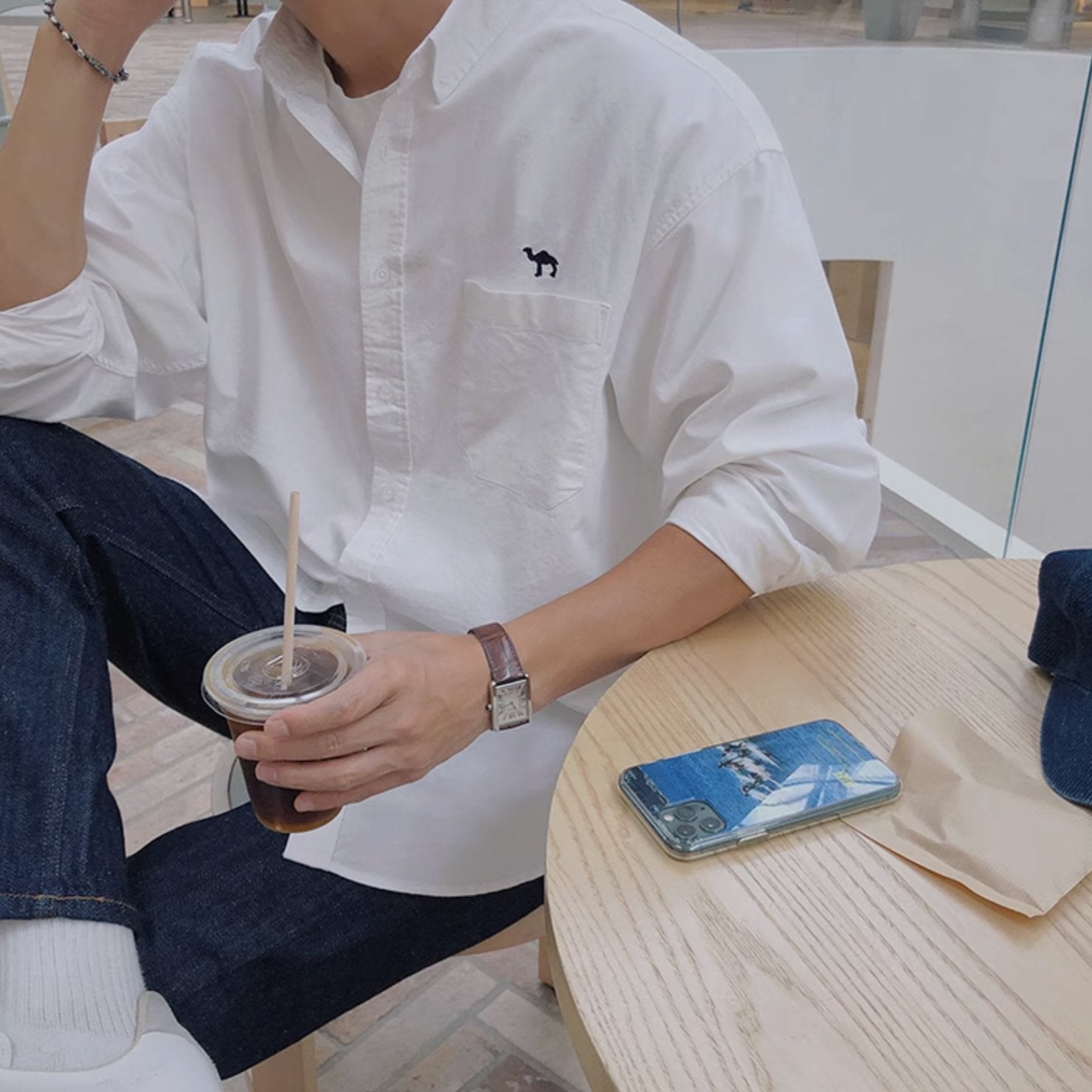 CAMEL BUTTON UP SHIRT - Aumori