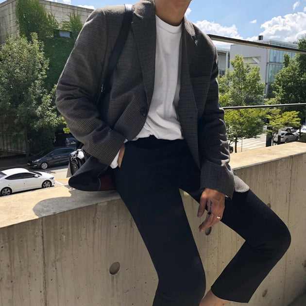 CHECKERED CASUAL BLAZER - Aumori