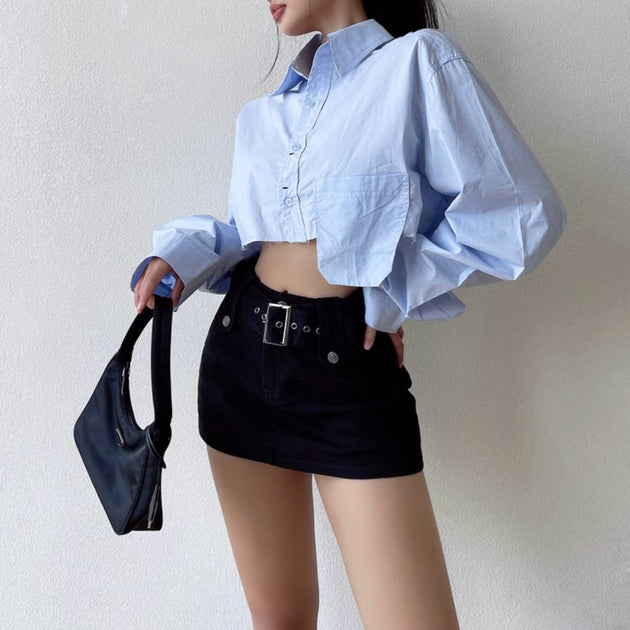 CROPPED BUTTON UP SHIRT - Aumori