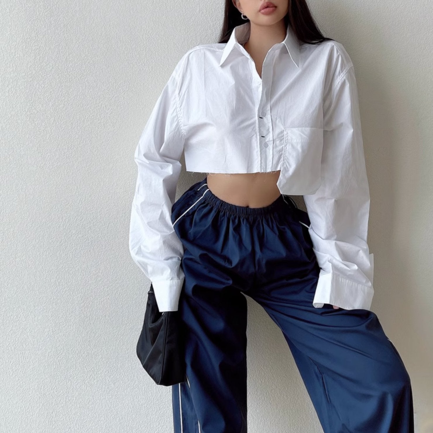 CROPPED BUTTON UP SHIRT - Aumori