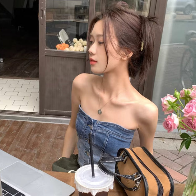 DENIM CROP TOP - Aumori