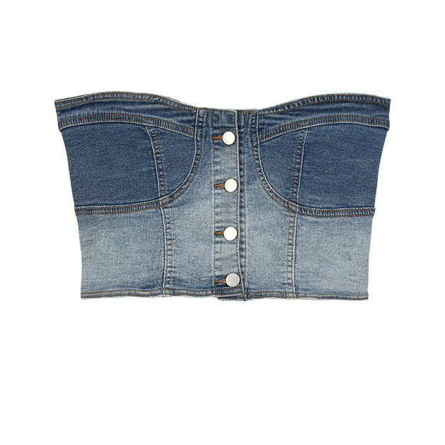 DENIM CROP TOP - Aumori
