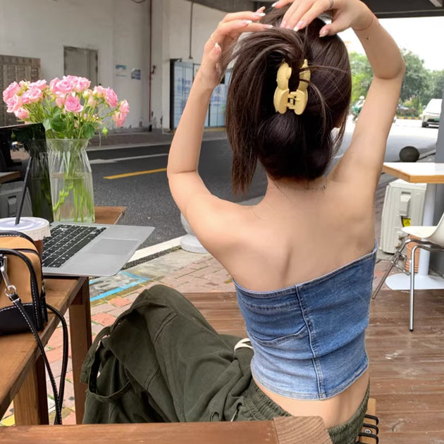 DENIM CROP TOP - Aumori
