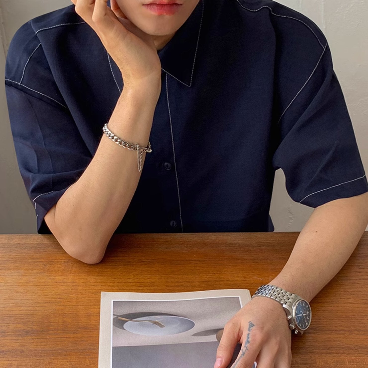 DENIM SHORT SLEEVE SHIRT - Aumori