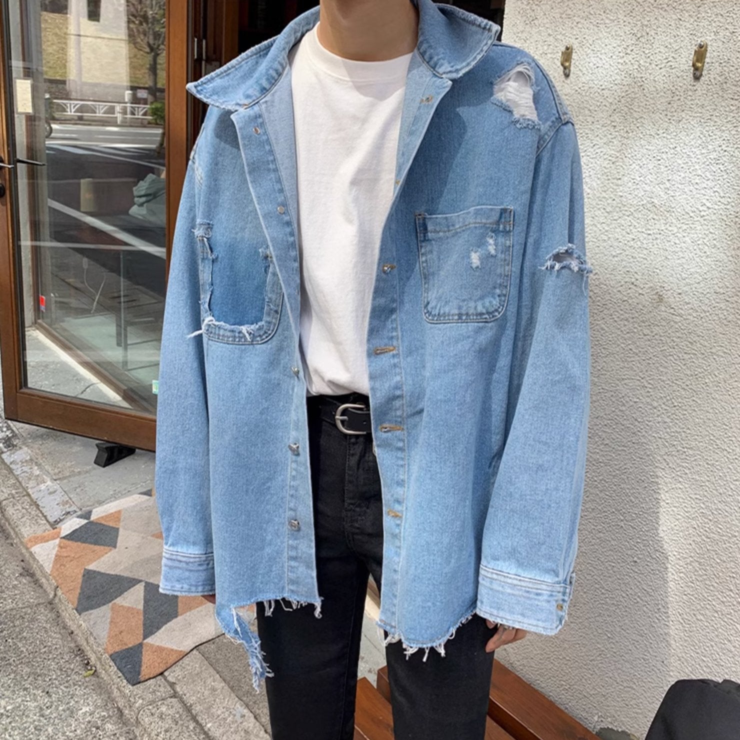 DISTRESSED DENIM JACKET - Aumori