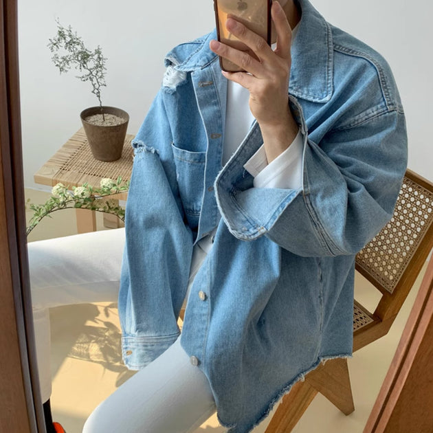 DISTRESSED DENIM JACKET - Aumori