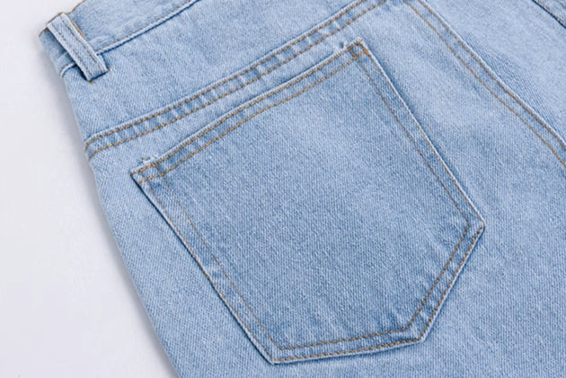 DISTRESSED DENIM SHORTS - Aumori