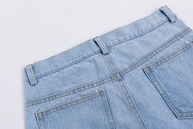 DISTRESSED DENIM SHORTS - Aumori