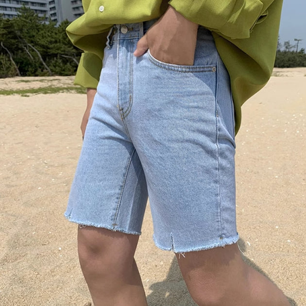 DISTRESSED DENIM SHORTS - Aumori