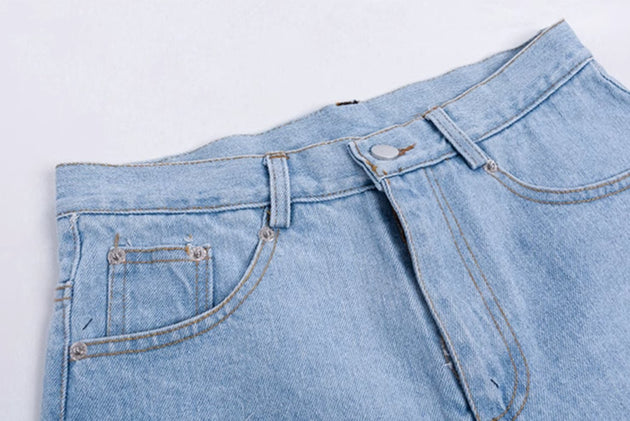 DISTRESSED DENIM SHORTS - Aumori
