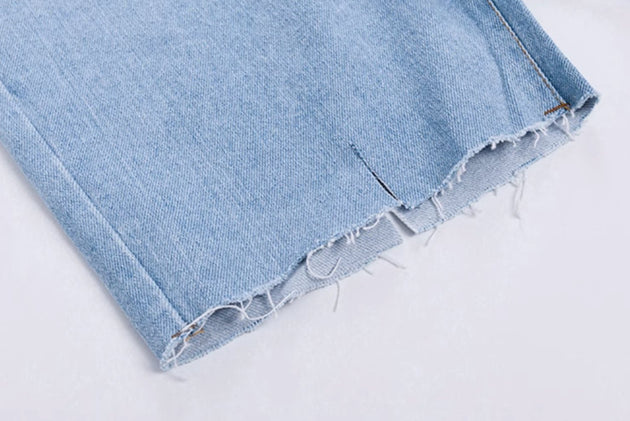 DISTRESSED DENIM SHORTS - Aumori