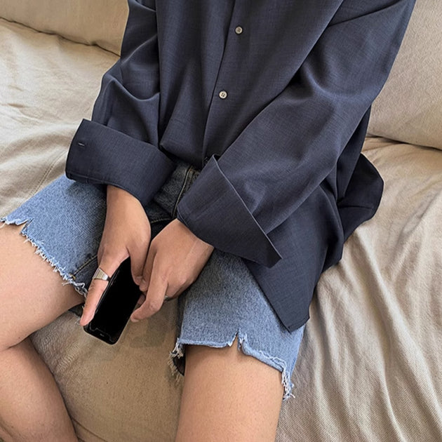 DISTRESSED DENIM SHORTS - Aumori