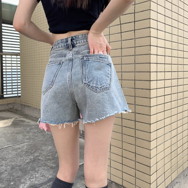DISTRESSED JEAN SHORTS - Aumori