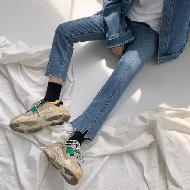 DISTRESSED SPLIT JEANS - Aumori