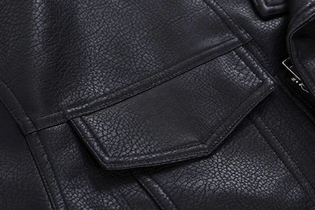DOUBLE POCKET LEATHER JACKET - Aumori