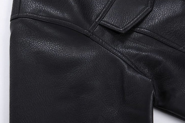 DOUBLE POCKET LEATHER JACKET - Aumori