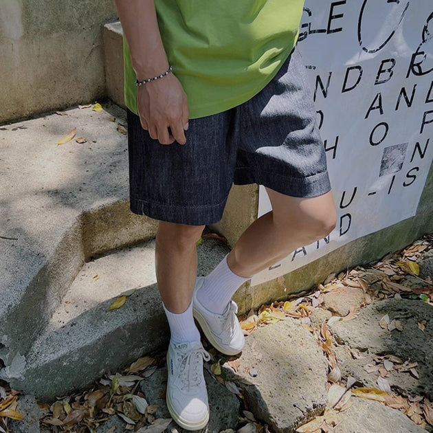 DRAWSTRING DENIM SHORTS - Aumori