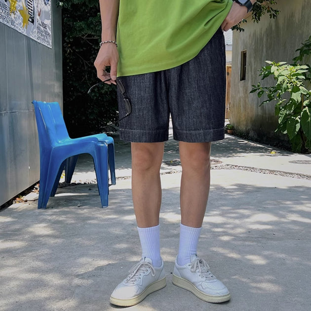 DRAWSTRING DENIM SHORTS - Aumori