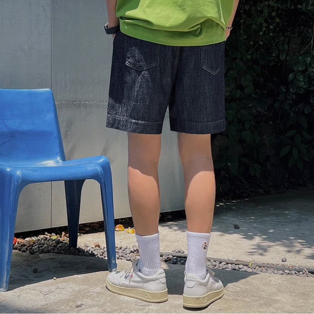 DRAWSTRING DENIM SHORTS - Aumori