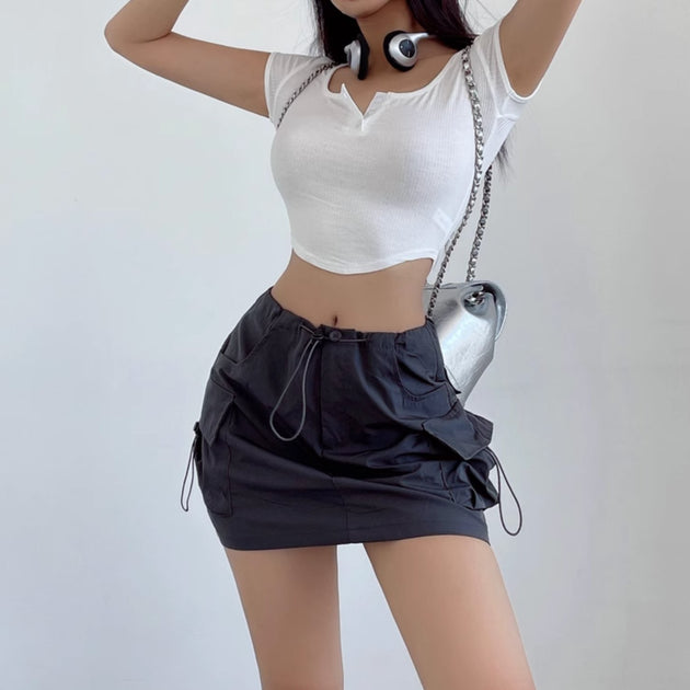 DRAWSTRING POCKET SKIRT - Aumori