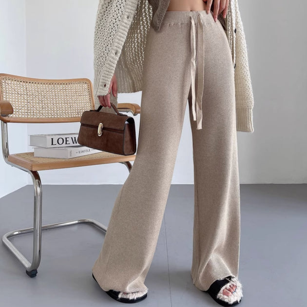 DRAWSTRING RIBBED PANTS - Aumori