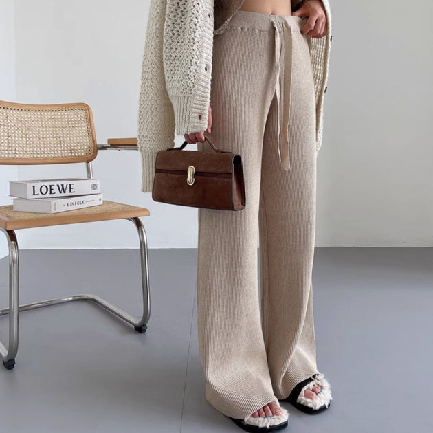 DRAWSTRING RIBBED PANTS - Aumori