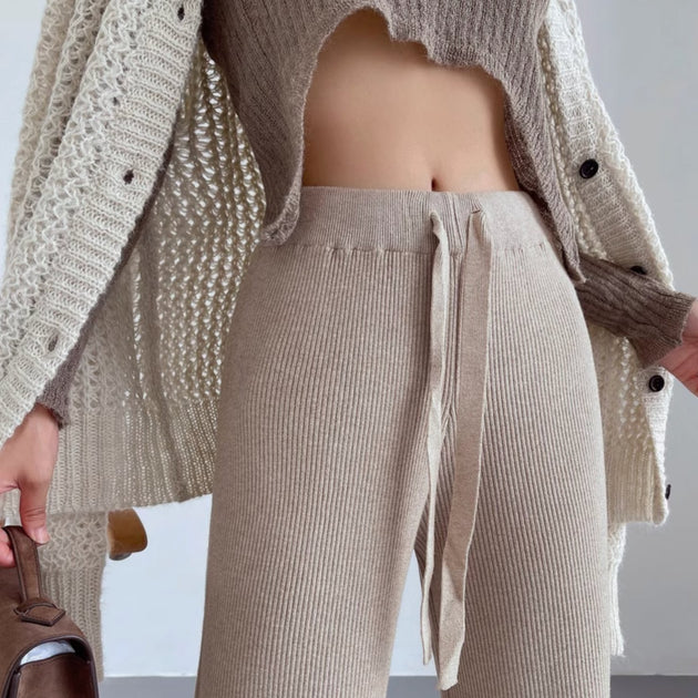 DRAWSTRING RIBBED PANTS - Aumori
