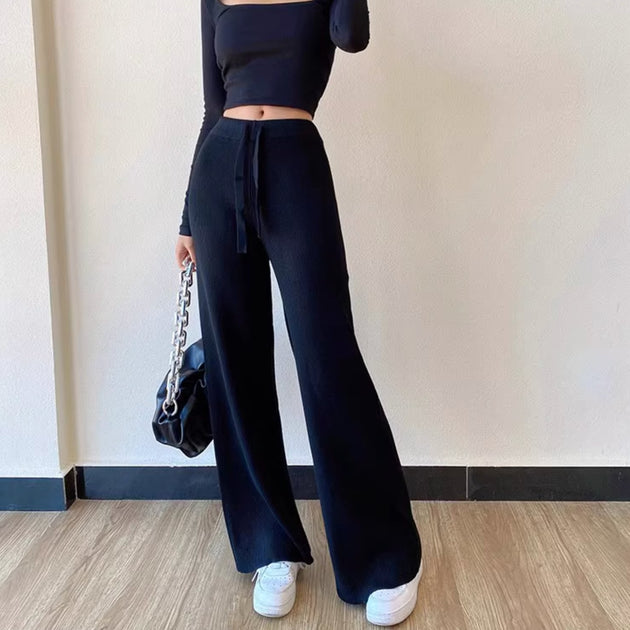 DRAWSTRING RIBBED PANTS - Aumori