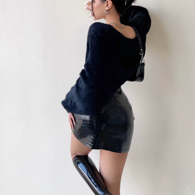 FAUX LEATHER MINI SKIRT - Aumori