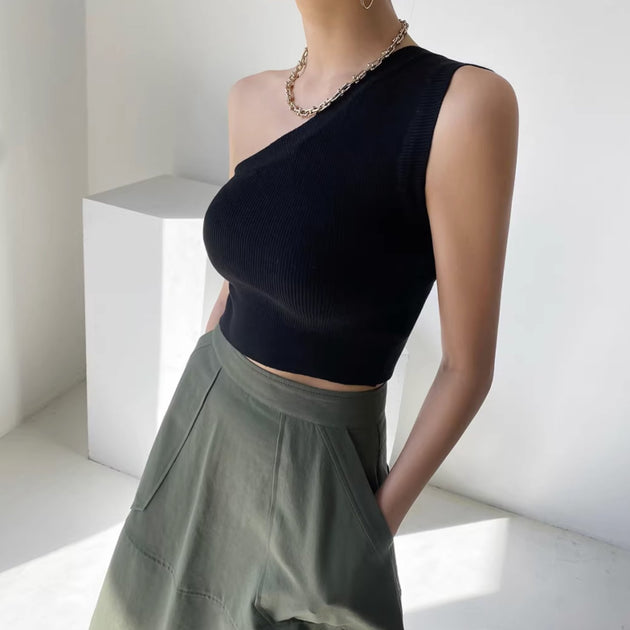 HALF SHOULDER CROP TOP - Aumori