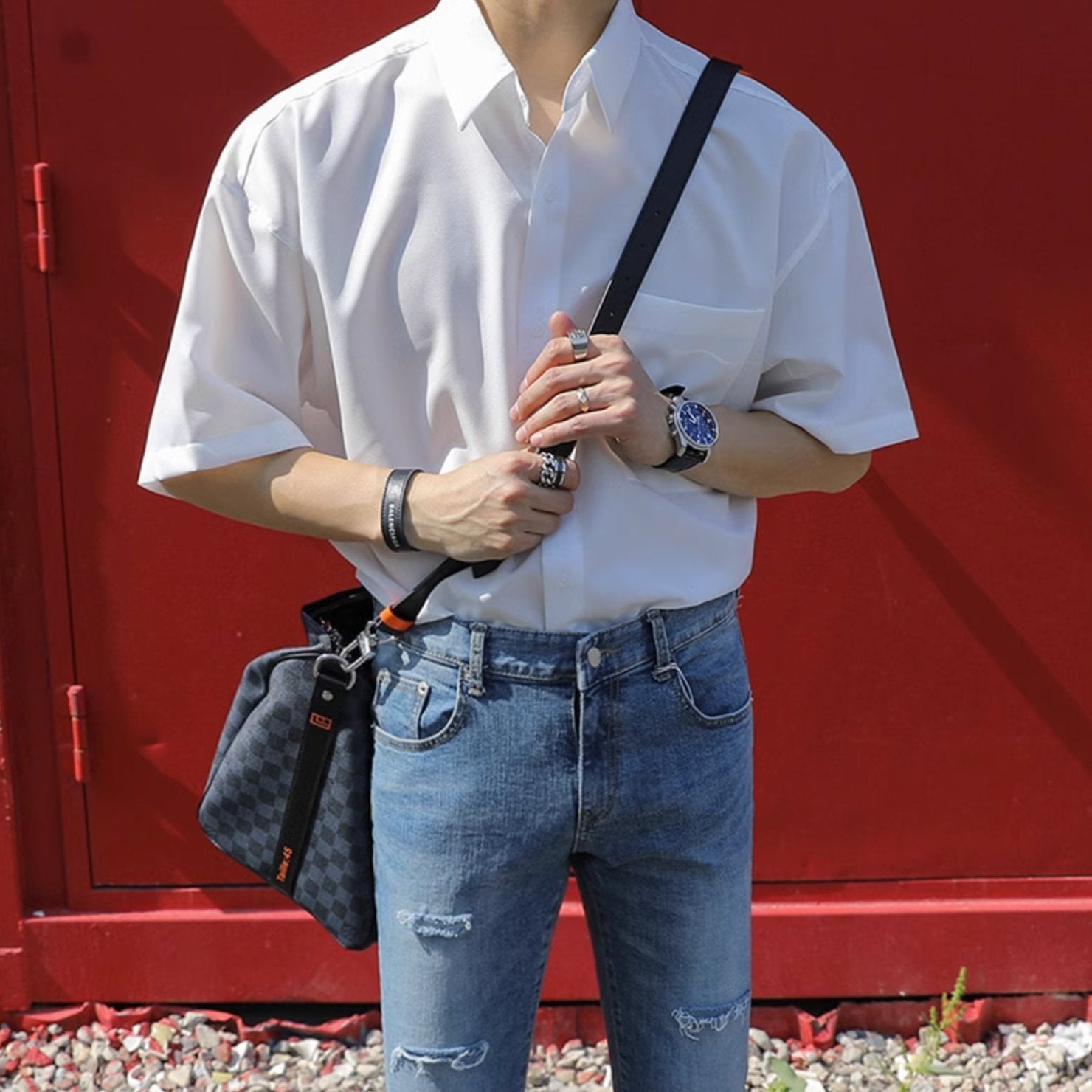 HALF - SLEEVE COTTON SHIRT - Aumori