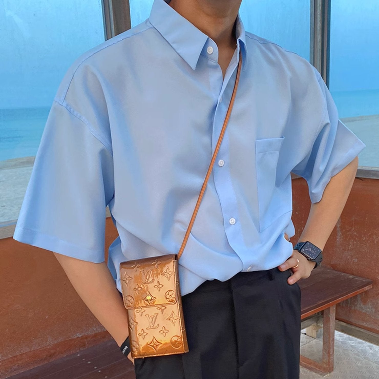 HALF - SLEEVE COTTON SHIRT - Aumori