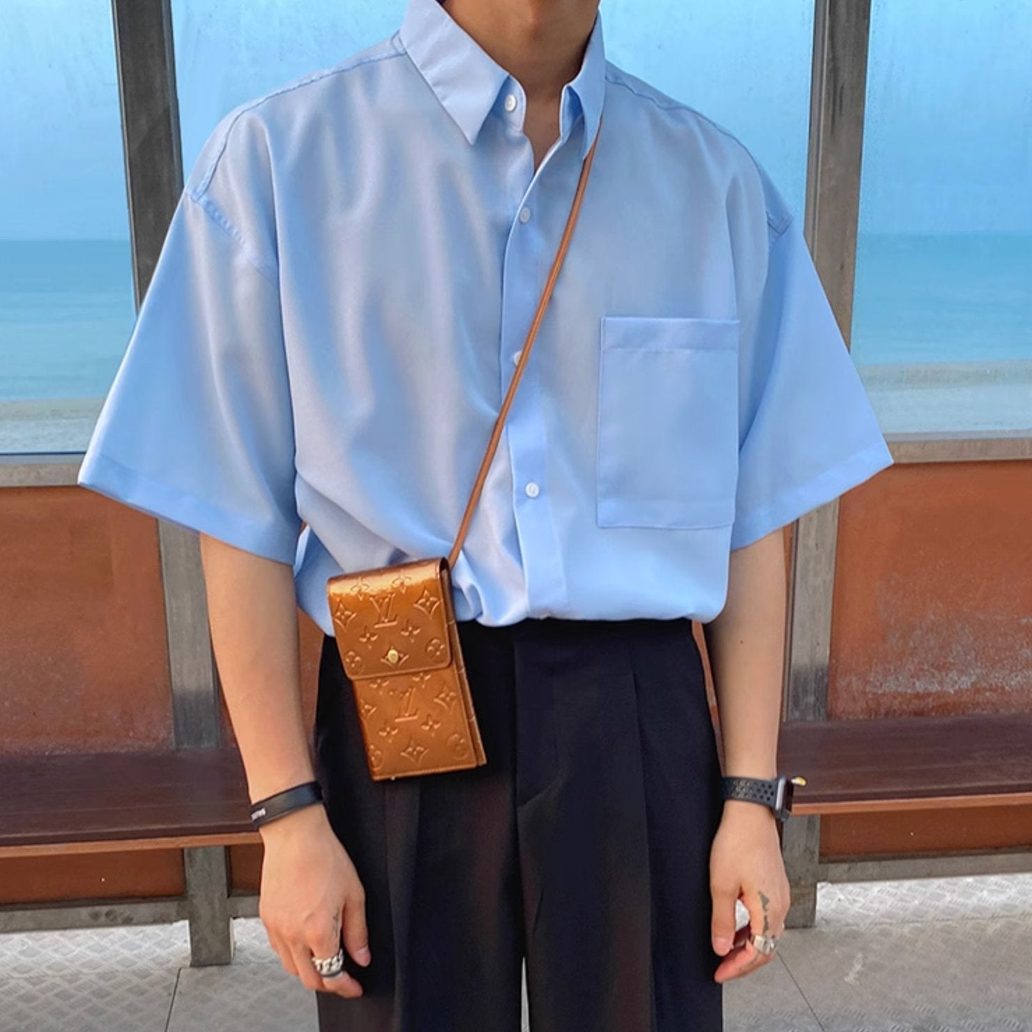 HALF - SLEEVE COTTON SHIRT - Aumori