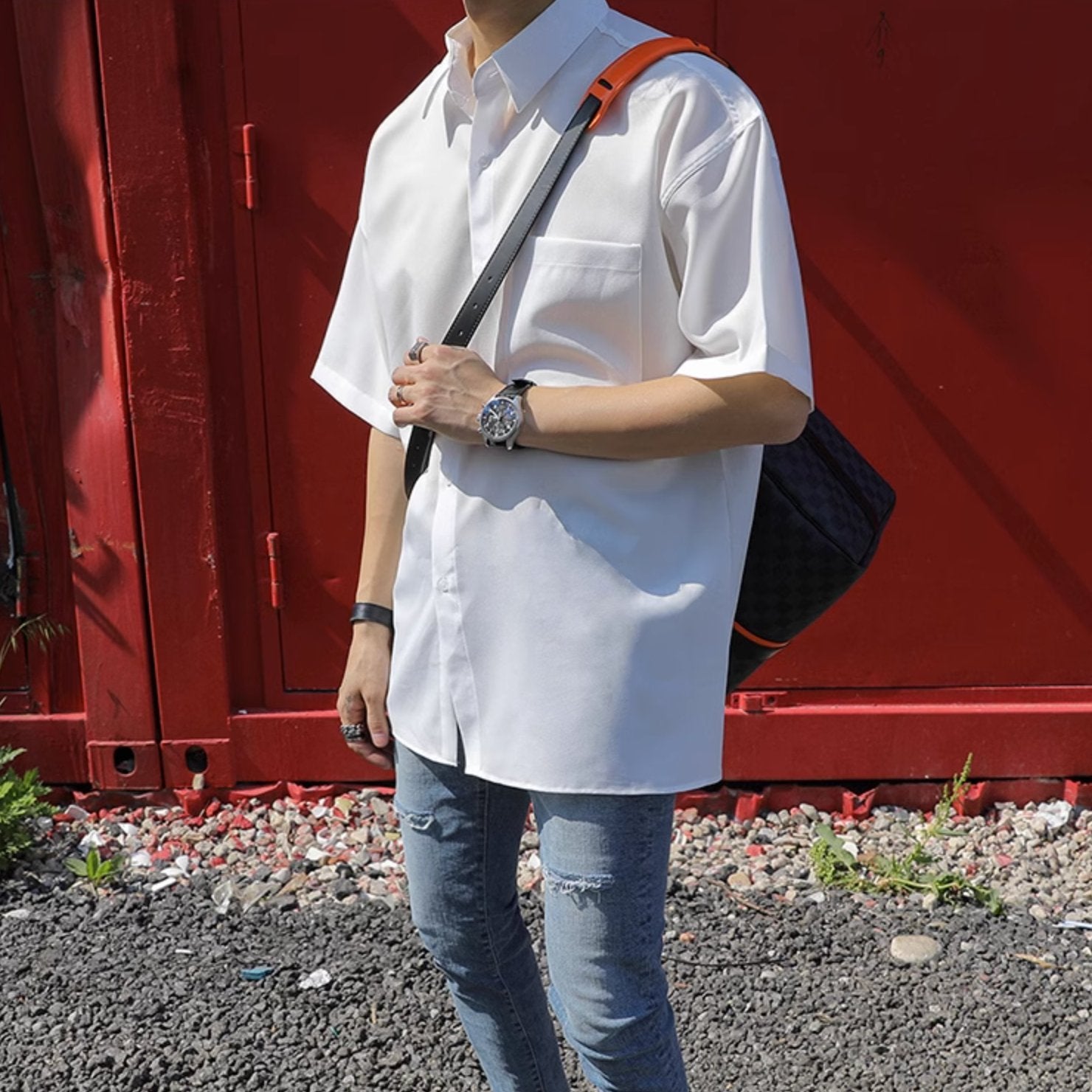 HALF - SLEEVE COTTON SHIRT - Aumori