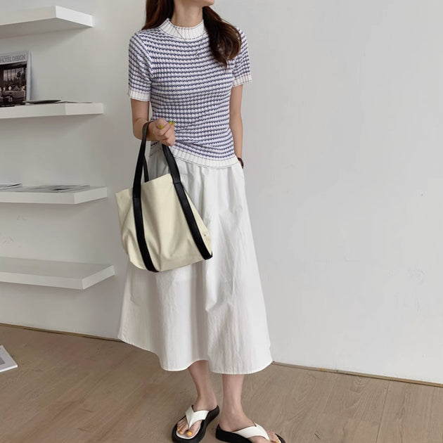 HIGH COLLAR KNIT TOP - Aumori