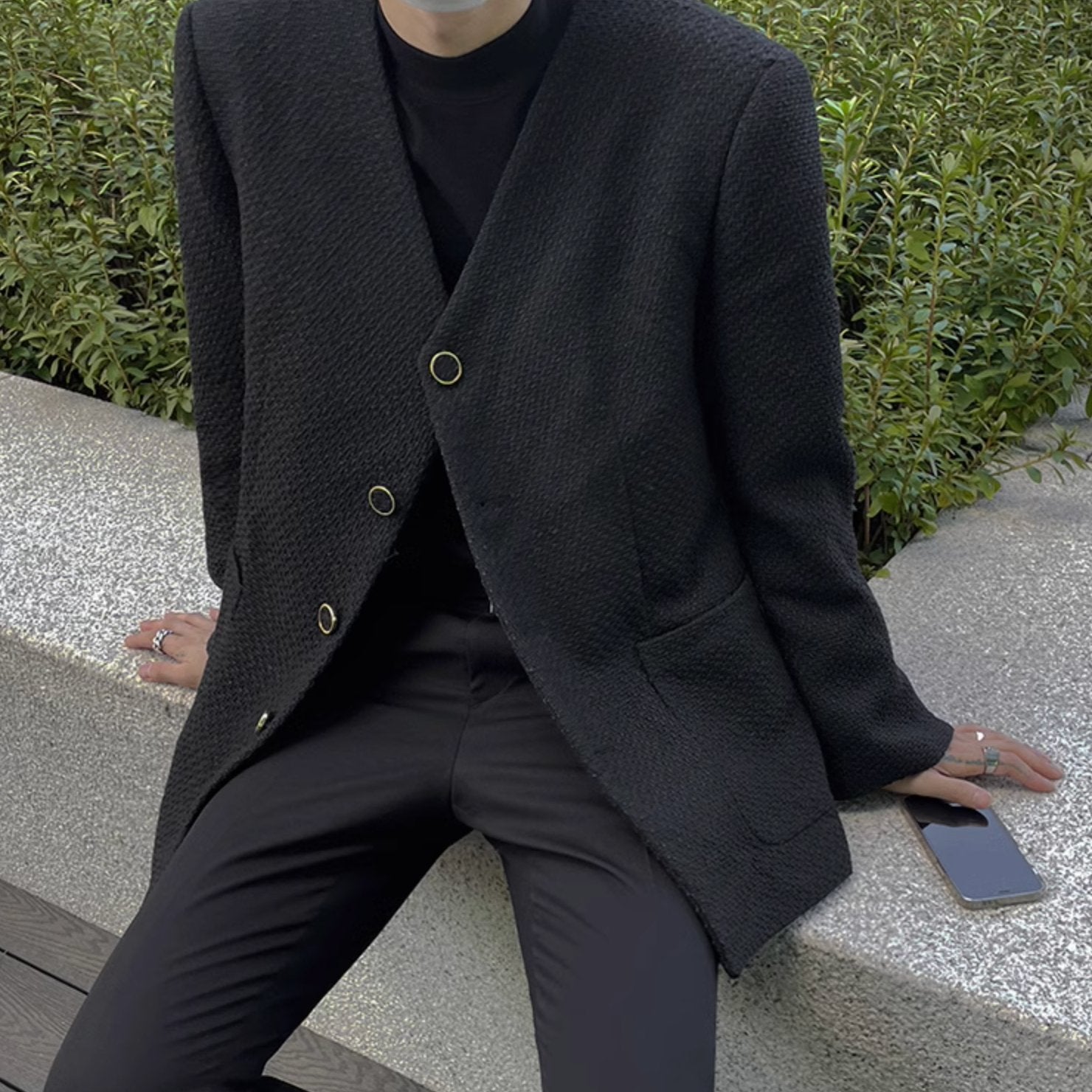 KNITTED BUTTON UP BLAZER - Aumori
