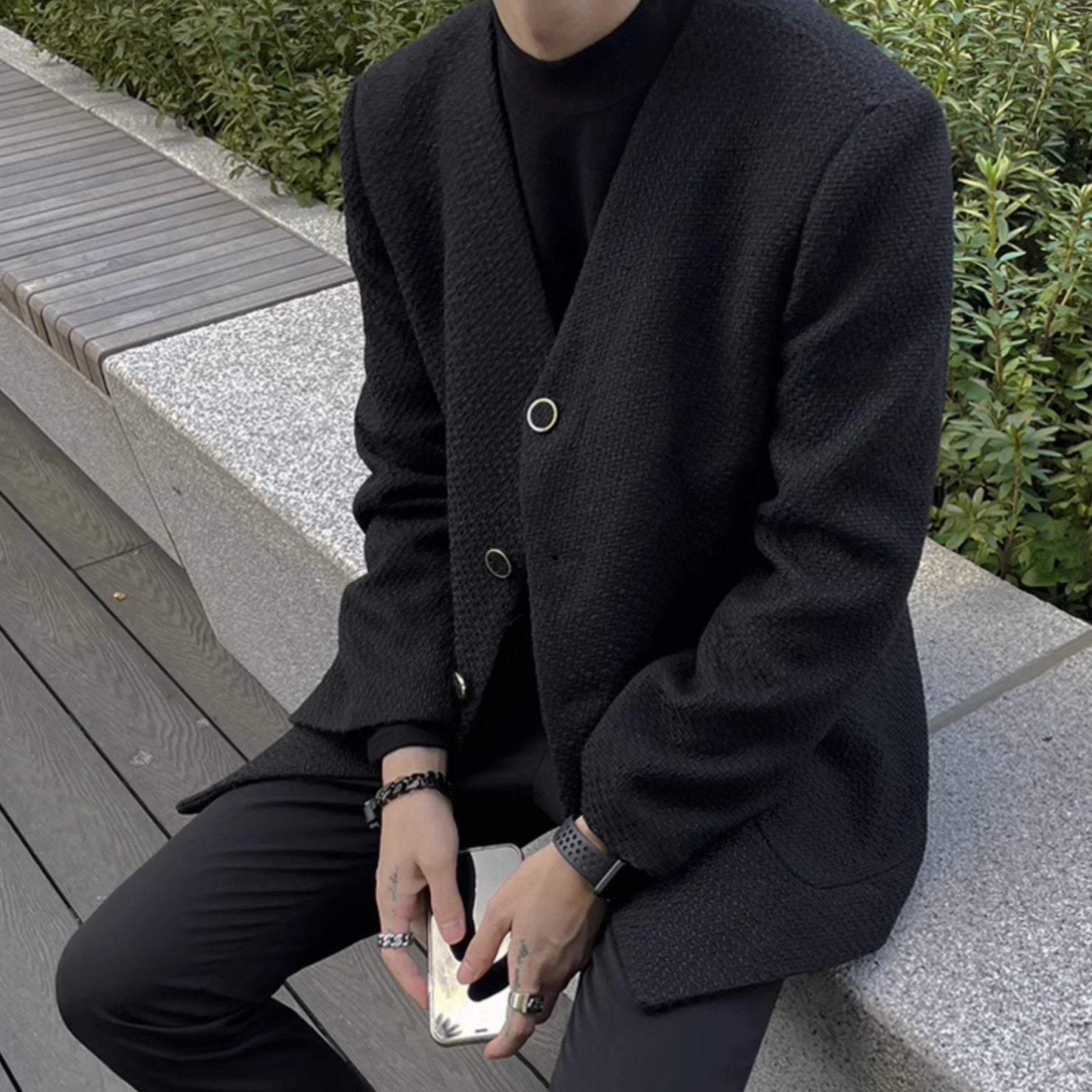KNITTED BUTTON UP BLAZER - Aumori
