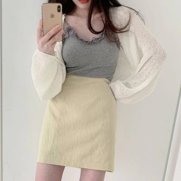 KNITTED CROP SWEATER - Aumori