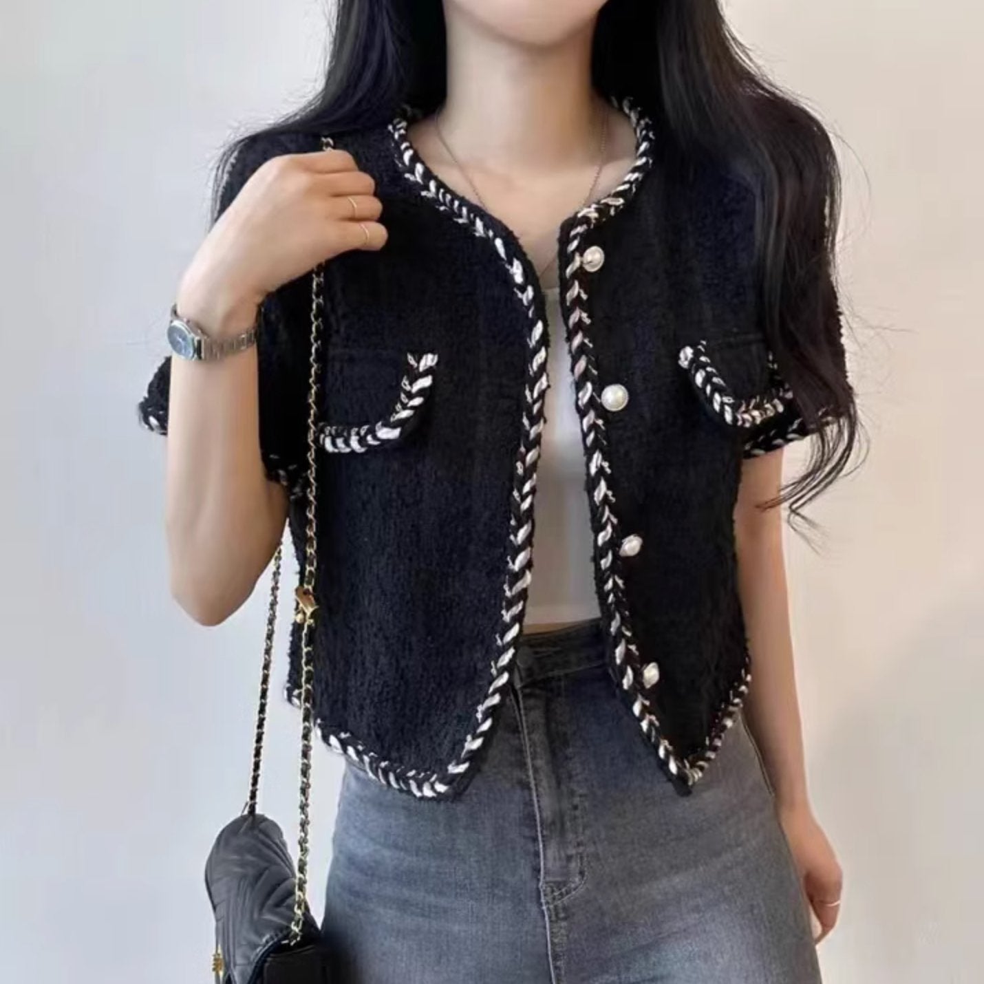 KNITTED RIB BUTTON UP - Aumori