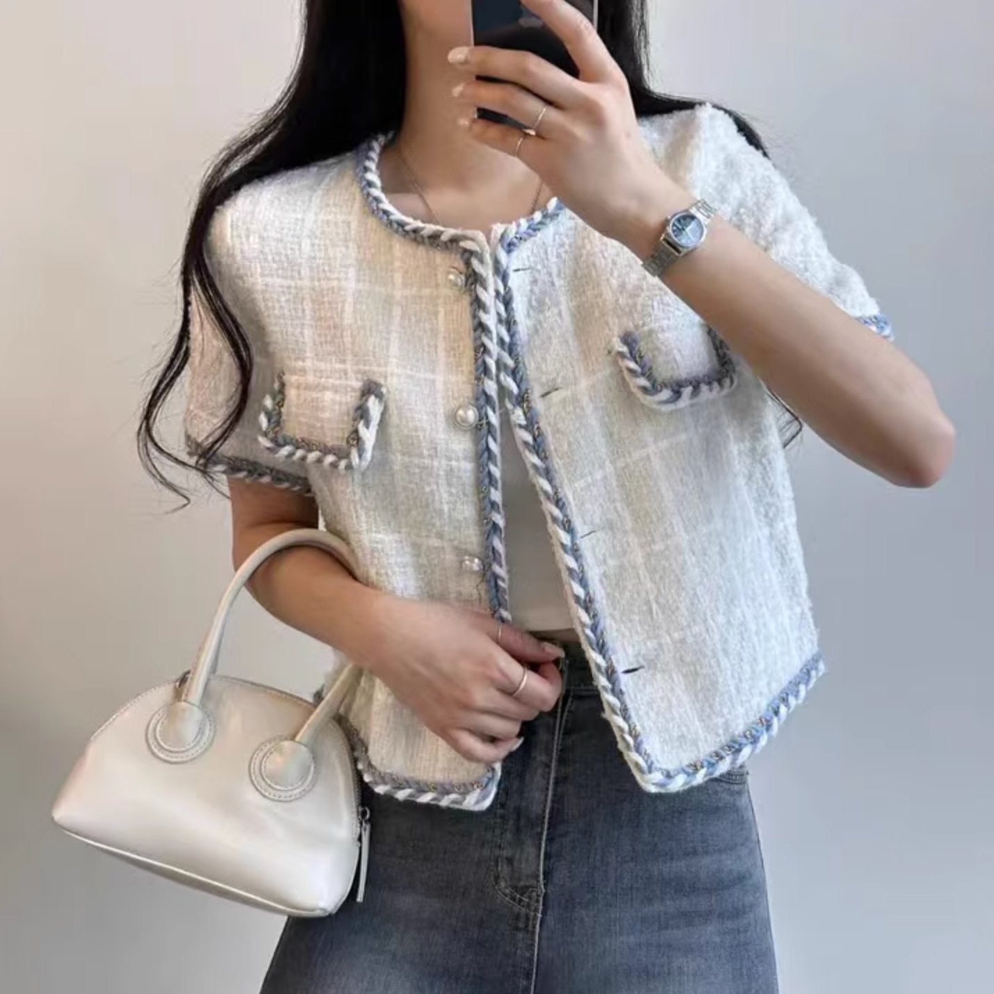 KNITTED RIB BUTTON UP - Aumori