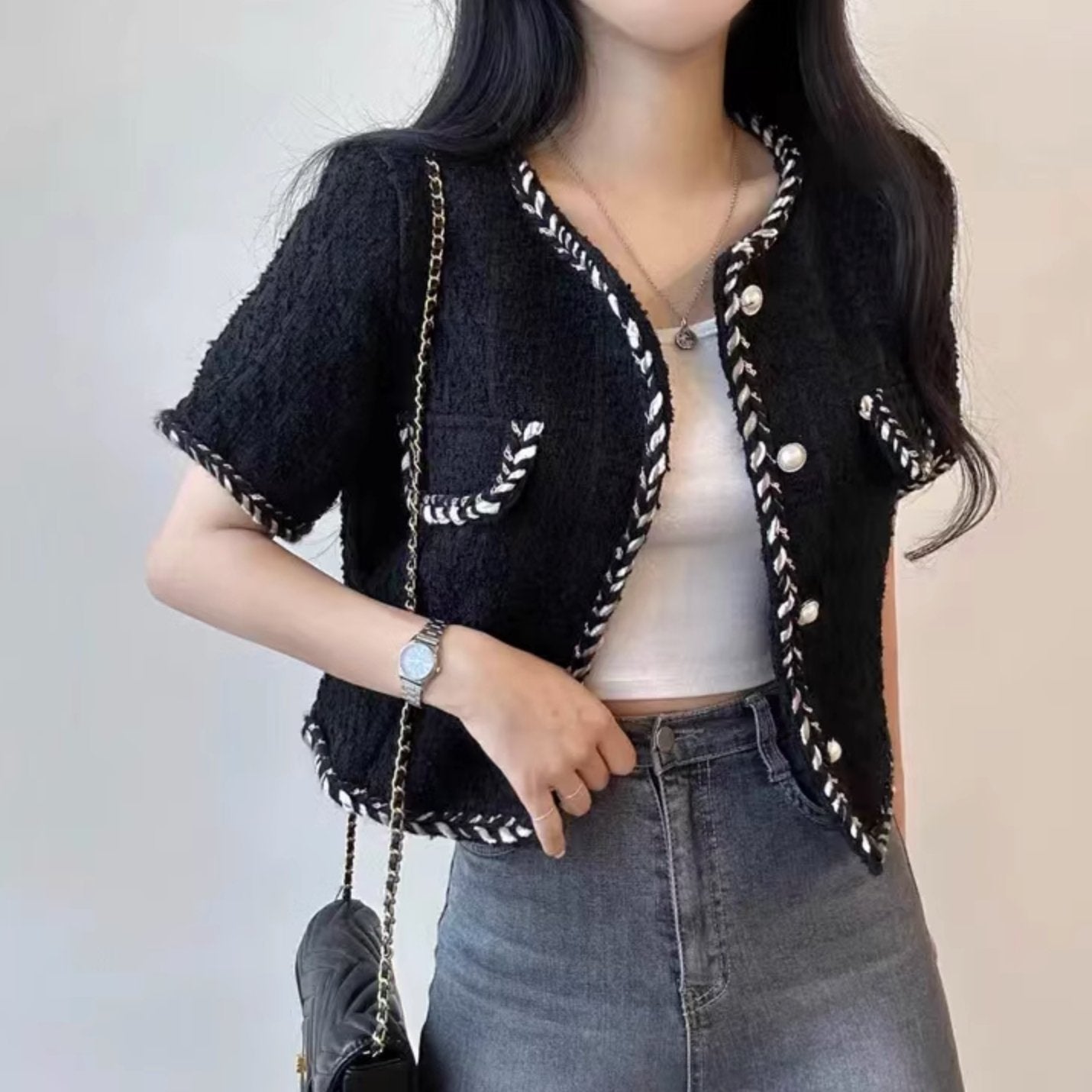 KNITTED RIB BUTTON UP - Aumori