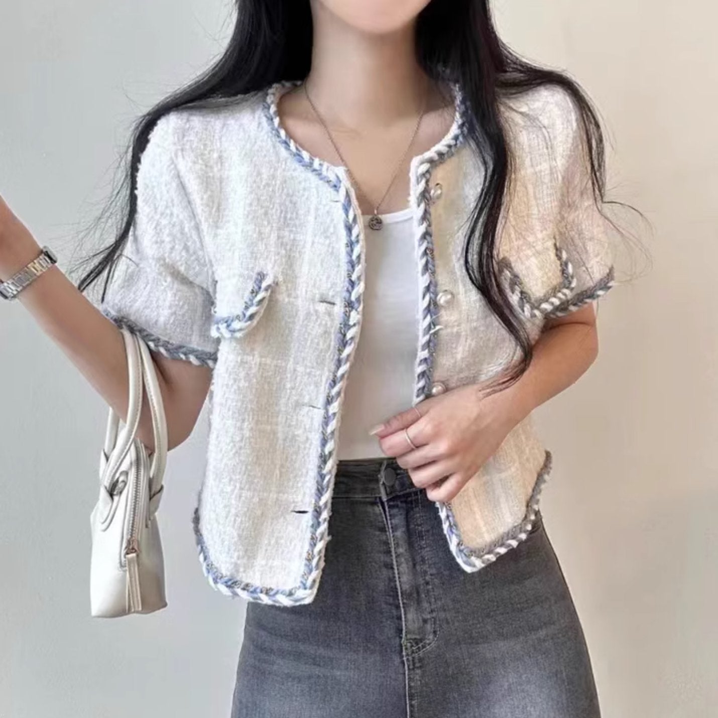 KNITTED RIB BUTTON UP - Aumori