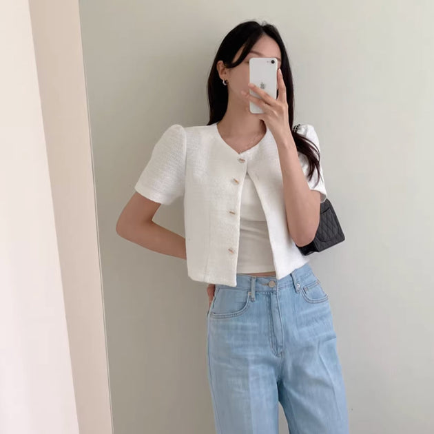 KNITTED RIB HALF TOP - Aumori