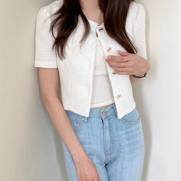 KNITTED RIB HALF TOP - Aumori