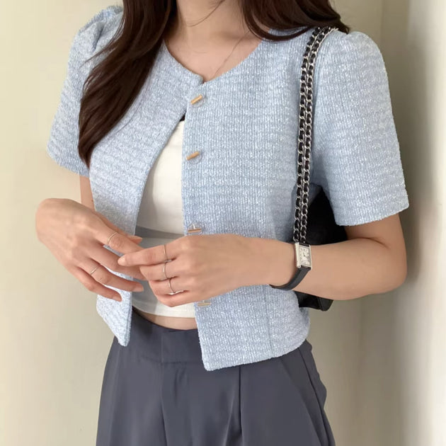 KNITTED RIB HALF TOP - Aumori
