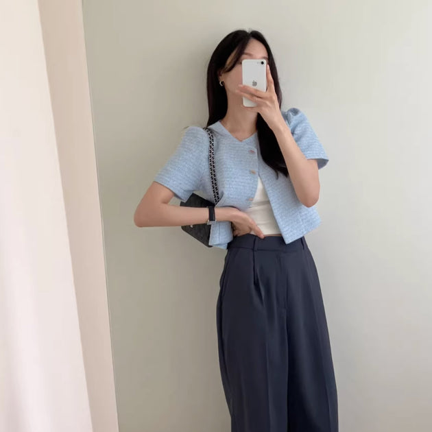 KNITTED RIB HALF TOP - Aumori
