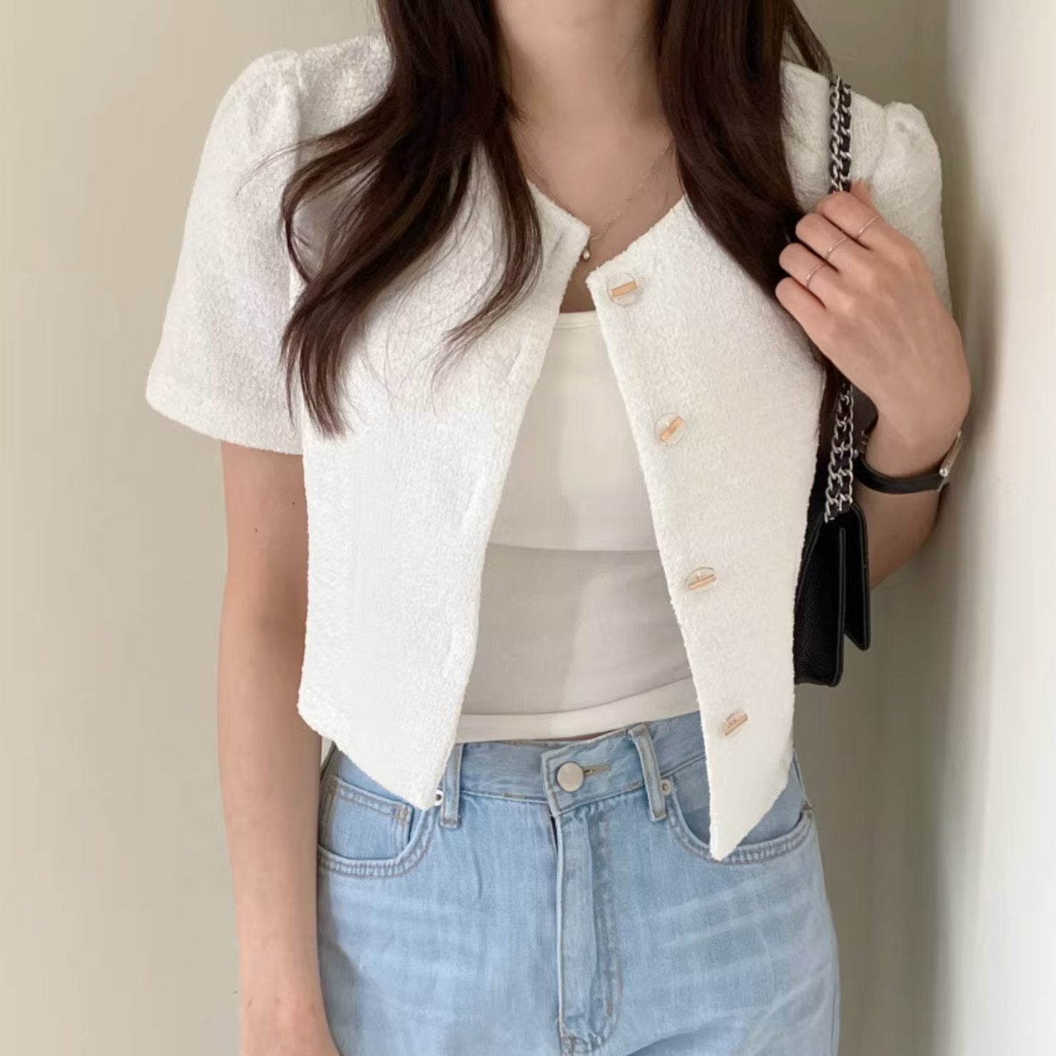 KNITTED RIB HALF TOP - Aumori